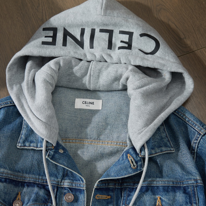 ❤️ CELINE 百搭款 LOGO連帽牛仔外套-2