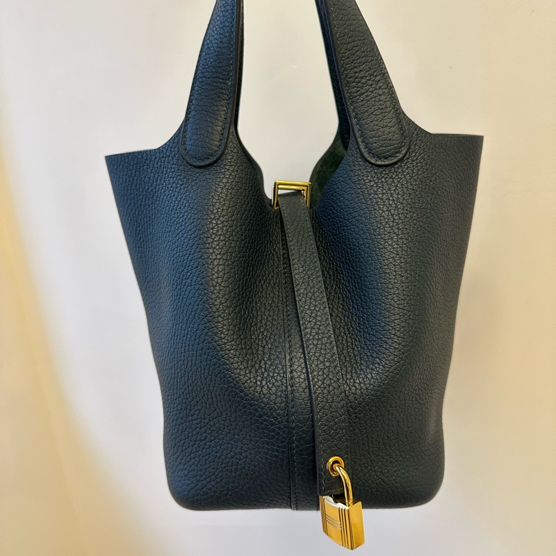 Hermès 愛馬仕 菜籃子18 松柏綠 Z刻金扣-0