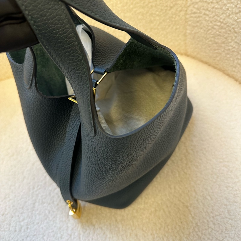 Hermès 愛馬仕 菜籃子18 松柏綠 Z刻金扣-7