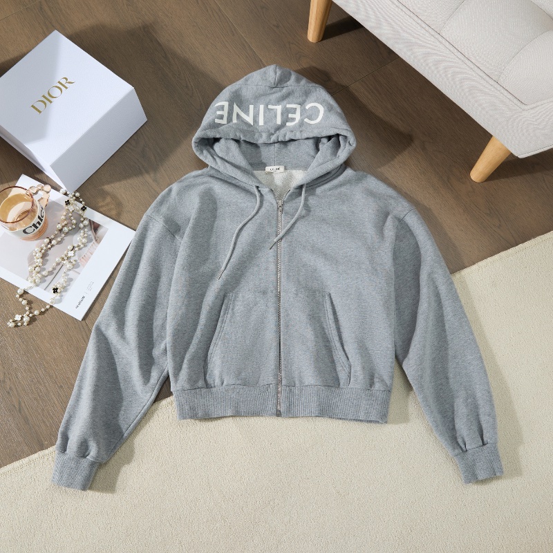 ❤️CELINE LISA同款 灰色連帽衫-3