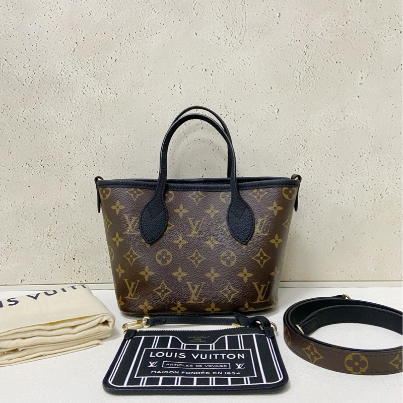 Lv neverfull bb 黑色老花雙面購物袋-0