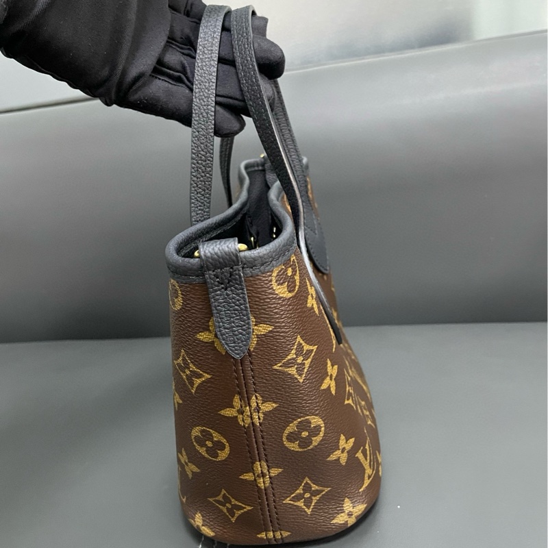 Lv neverfull bb 黑色老花雙面購物袋-10