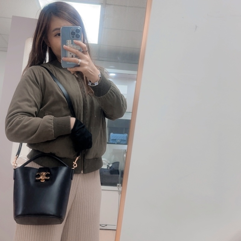 Celine louise 凱旋門黑色水桶包小號-14