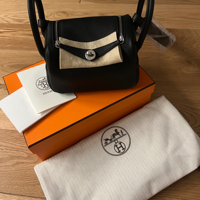 全新全配有購證 Hermes 愛馬仕 Mini Lindy 二代黑色銀扣 k刻-1