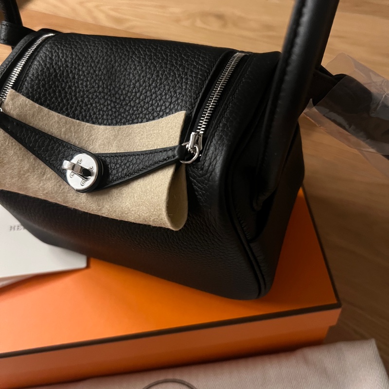 全新全配有購證 Hermes 愛馬仕 Mini Lindy 二代黑色銀扣 k刻-4