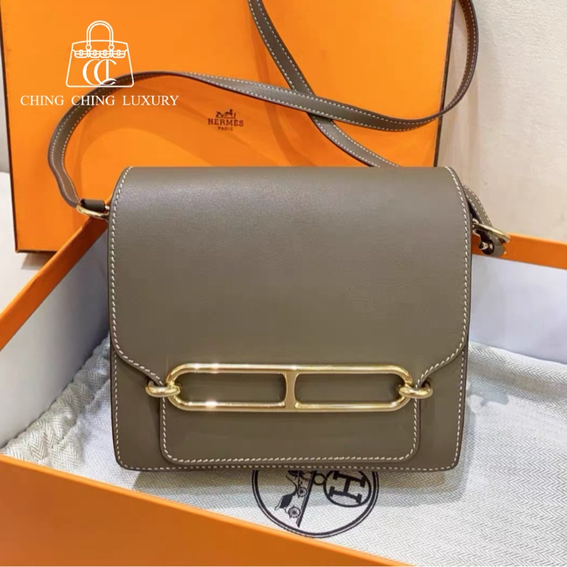 🌈Hermes🧡Mini Roulis🧡大象灰淡金扣🌟99新🌈🌟Swift皮🌟-0