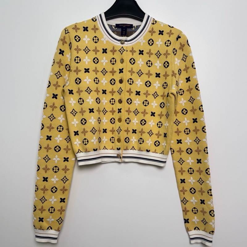 99新 未使用LV /路易威登/黃色滿印開衫外套/S碼-1
