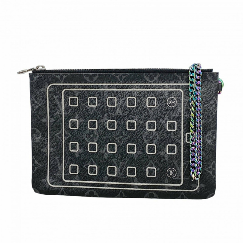 路易威登 Monogram Eclipse Fragment 聯名款 iPad 保護殼 M64449 黑色 男士包/袋-0