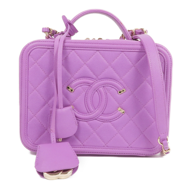 CHANEL 牛皮皮革Vanity Case金扣手挽肩背兩用袋-0