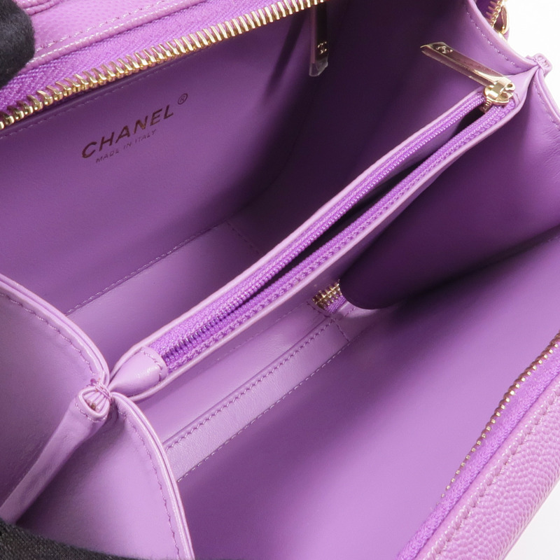 CHANEL 牛皮皮革Vanity Case金扣手挽肩背兩用袋-4