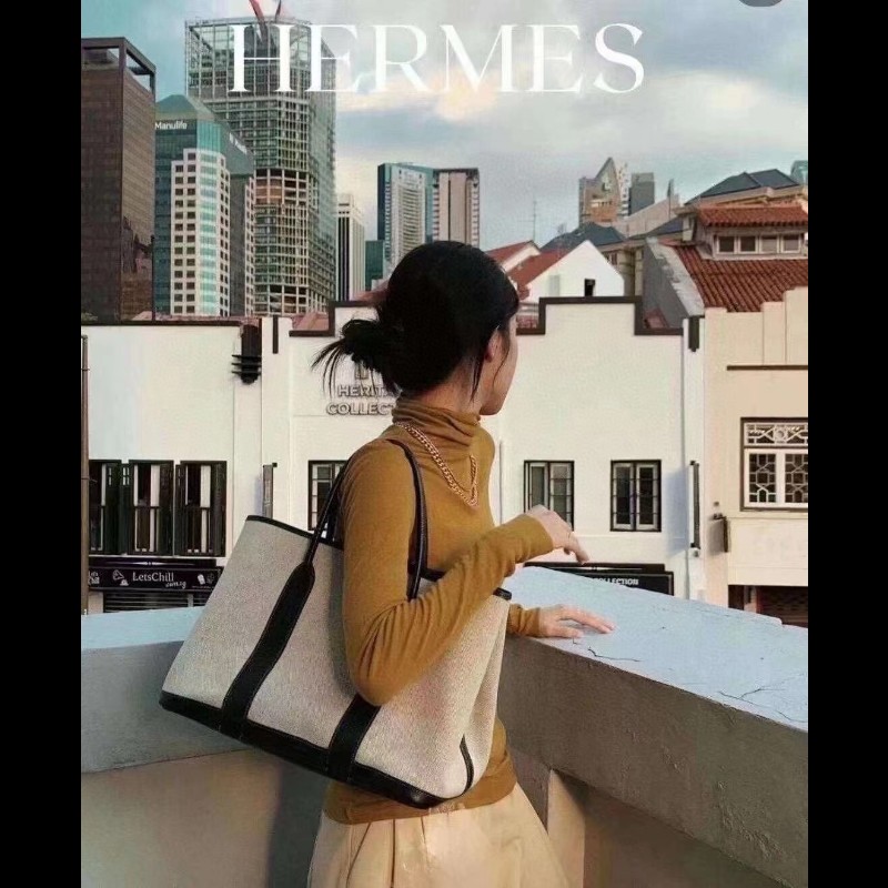 Hermes Garden36 米白拼黑色 熊貓配色 限量紅內裡-2
