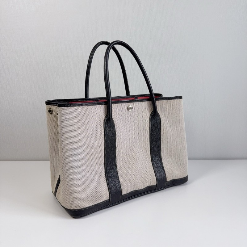 Hermes Garden36 米白拼黑色 熊貓配色 限量紅內裡-4