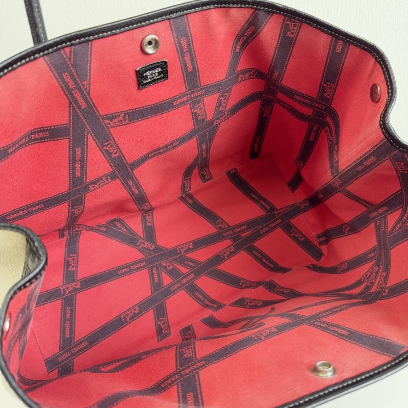 Hermes Garden36 米白拼黑色 熊貓配色 限量紅內裡-19