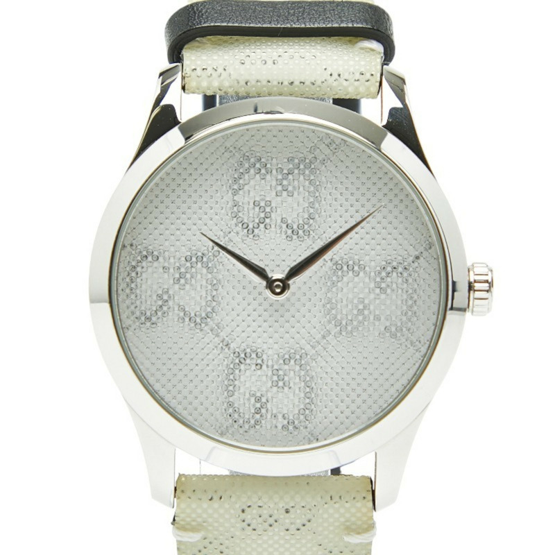 Gucci 全息 GG G 永恆腕錶 YA1264058 石英白色錶盤不鏽鋼男 GUCCI-0