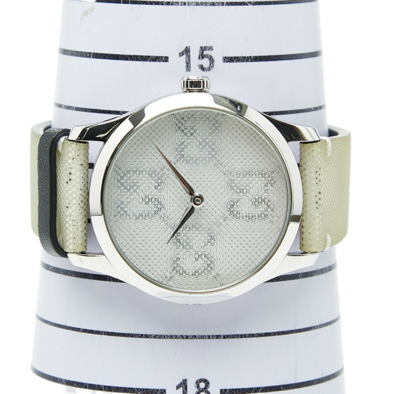 Gucci 全息 GG G 永恆腕錶 YA1264058 石英白色錶盤不鏽鋼男 GUCCI-8