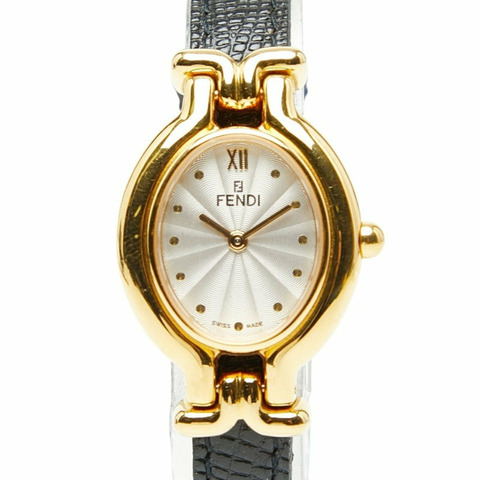 Fendi Chameleon腕錶，可更換錶帶，640L石英機芯，銀色錶盤，鍍層皮革錶帶，女士款，FENDI
