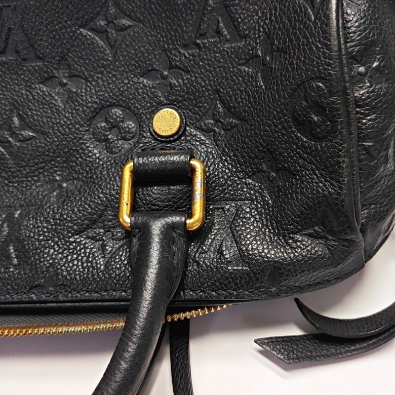 LOUIS VUITTON SPEEDY 25 黑色牛皮老花波士頓包單肩包手提包斜挎包金色五金 可拆卸肩帶-6