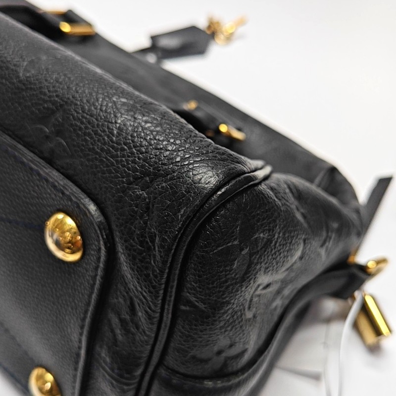 LOUIS VUITTON SPEEDY 25 黑色牛皮老花波士頓包單肩包手提包斜挎包金色五金 可拆卸肩帶-9