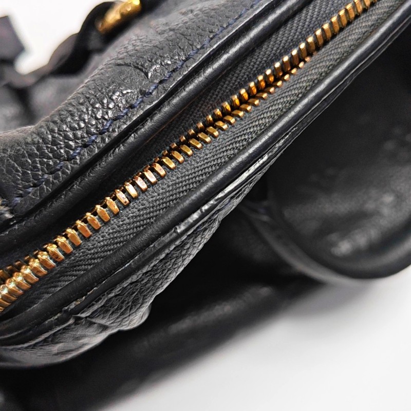 LOUIS VUITTON SPEEDY 25 黑色牛皮老花波士頓包單肩包手提包斜挎包金色五金 可拆卸肩帶-11