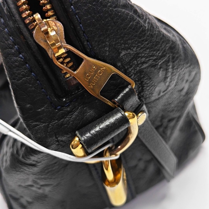 LOUIS VUITTON SPEEDY 25 黑色牛皮老花波士頓包單肩包手提包斜挎包金色五金 可拆卸肩帶-12