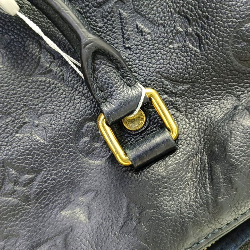 LOUIS VUITTON SPEEDY 25 深藍色牛皮老花波士頓包單肩包手提包斜挎包金色五金可拆卸肩帶-7