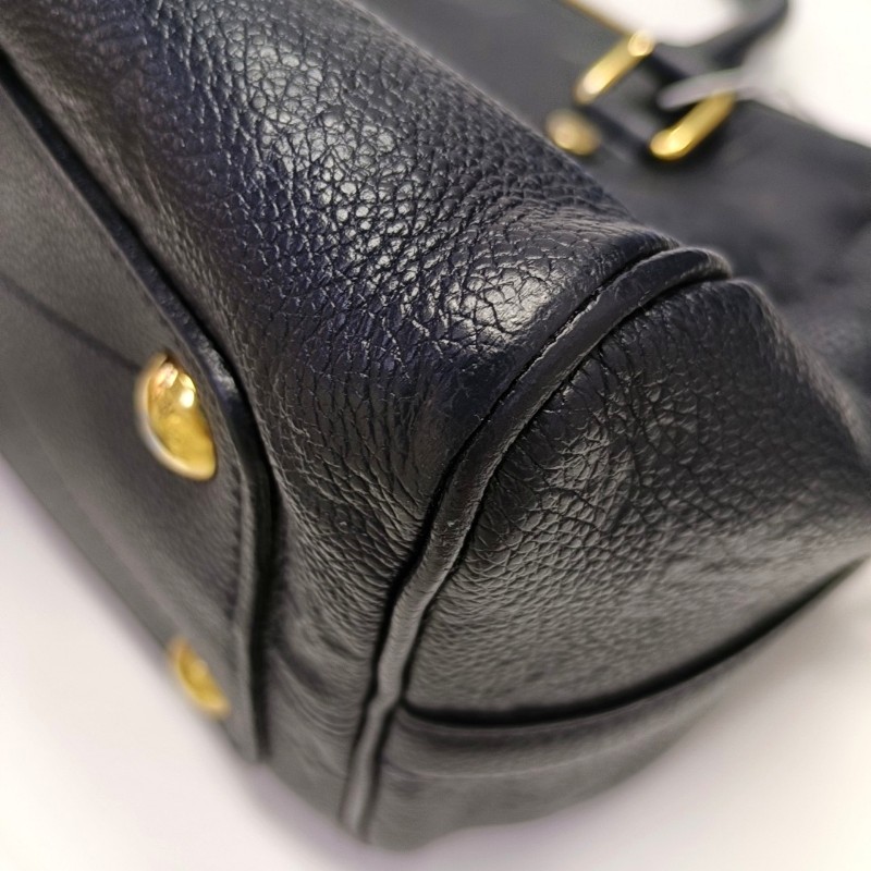 LOUIS VUITTON SPEEDY 25 深藍色牛皮老花波士頓包單肩包手提包斜挎包金色五金可拆卸肩帶-8