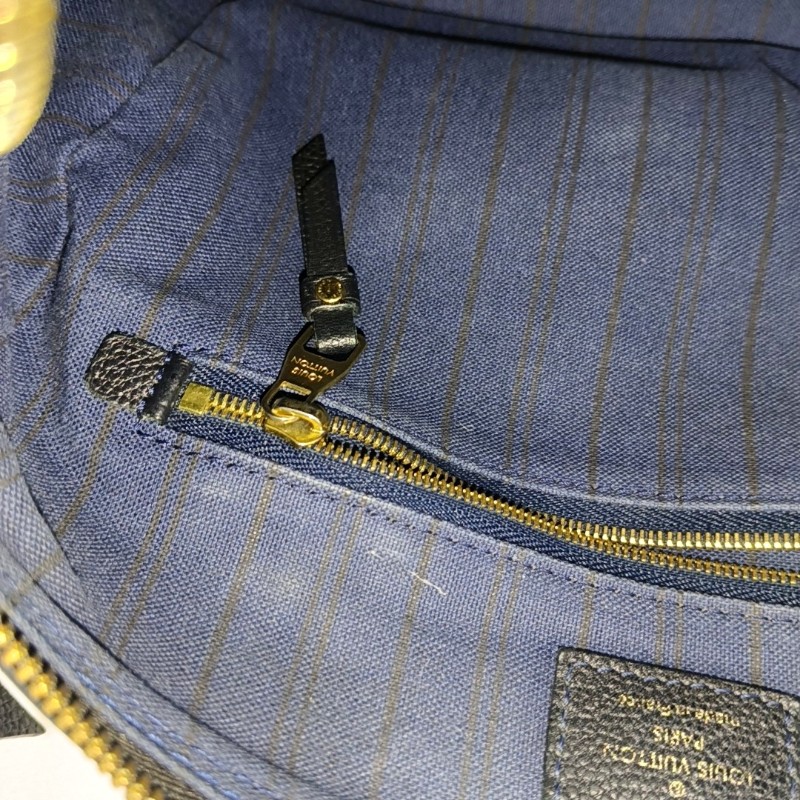 LOUIS VUITTON SPEEDY 25 深藍色牛皮老花波士頓包單肩包手提包斜挎包金色五金可拆卸肩帶-10