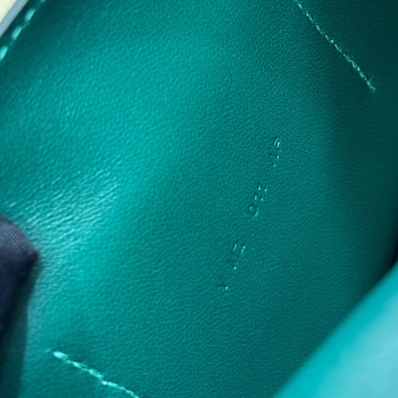 【近新閒置品】愛馬仕Hermes 孔雀綠銀扣Dogon母子錢包Y刻長夾財布-8