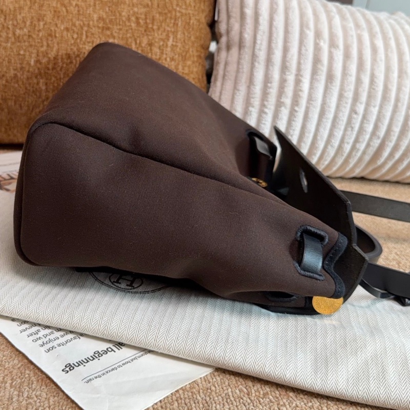 【近新閒置品】愛馬仕Hermes Herbag 31烏木色D刻拼黑蓋金扣單肩手提包斜挎包母子包-5