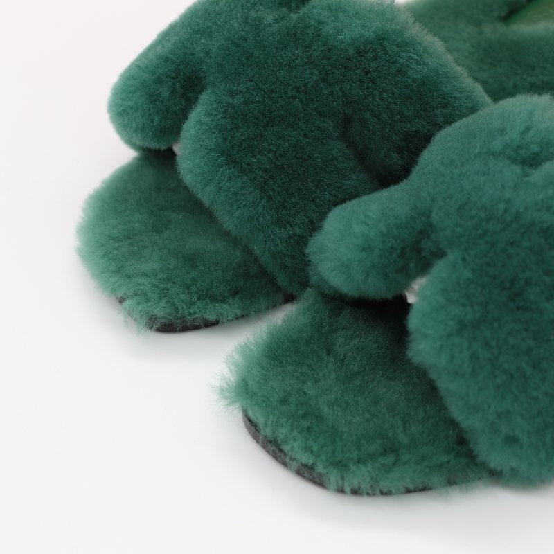 【CP 精選🌟小編推薦】Hermès 愛馬仕 Oran 拖鞋 英國綠 羊羔毛 涼鞋 拖鞋-1
