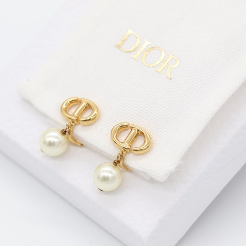 Dior 迪奧 CD Navy clip-on 金色 白色 珍珠 耳夾-0