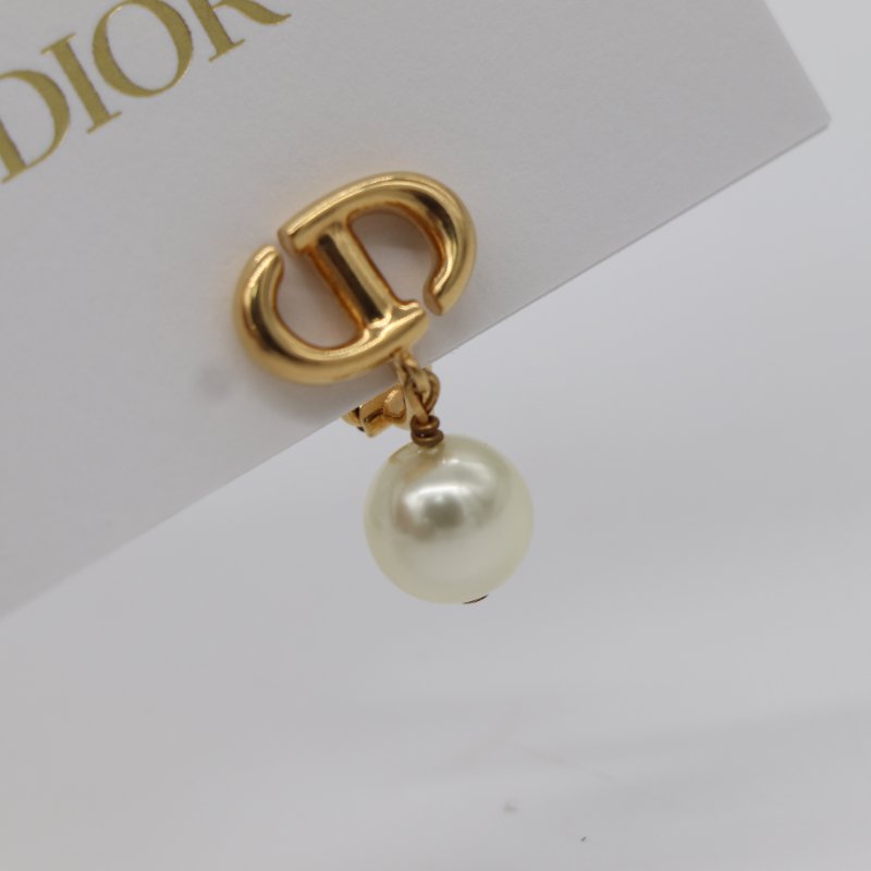 Dior 迪奧 CD Navy clip-on 金色 白色 珍珠 耳夾-3