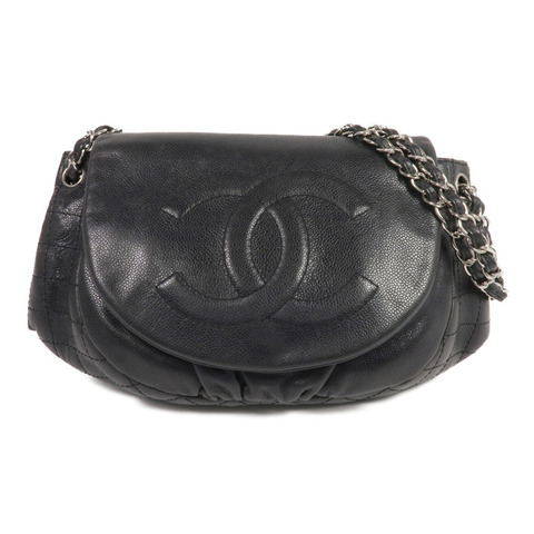 CHANEL 牛皮皮革Chain Shoulder Bag銀扣鏈帶肩背袋