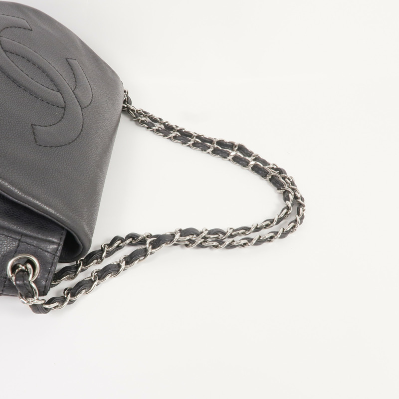 CHANEL 牛皮皮革Chain Shoulder Bag銀扣鏈帶肩背袋-7