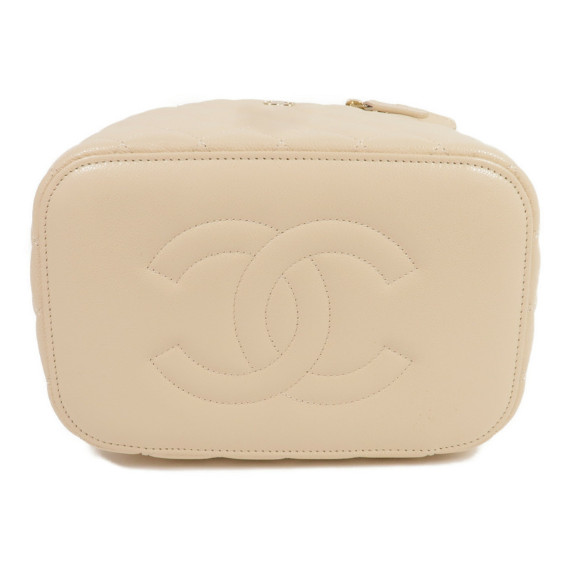 CHANEL 牛皮皮革Vanity Pouch金扣手挽袋/化妝袋-3