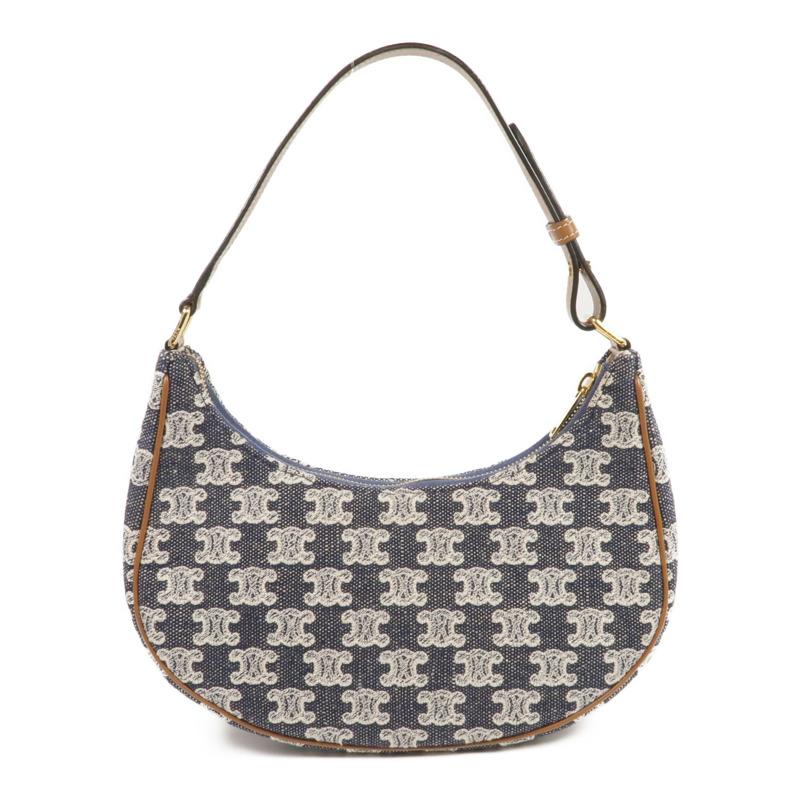 CELINE 牛仔布AVA金扣肩背袋-1