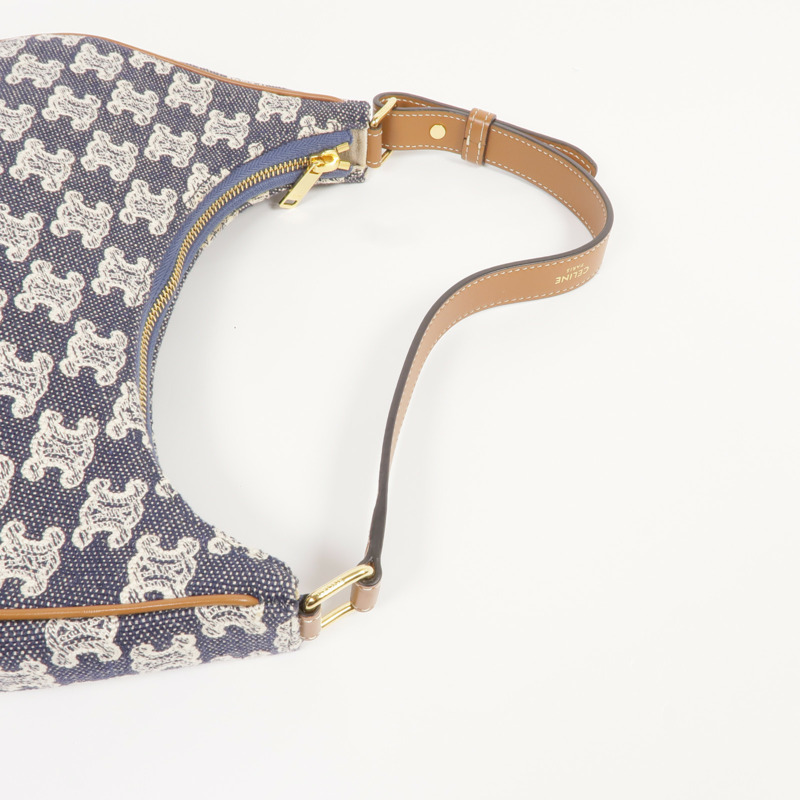 CELINE 牛仔布AVA金扣肩背袋-5