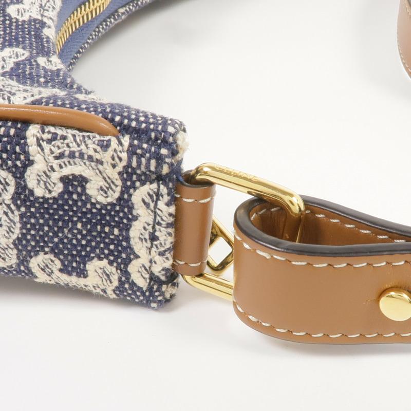 CELINE 牛仔布AVA金扣肩背袋-14