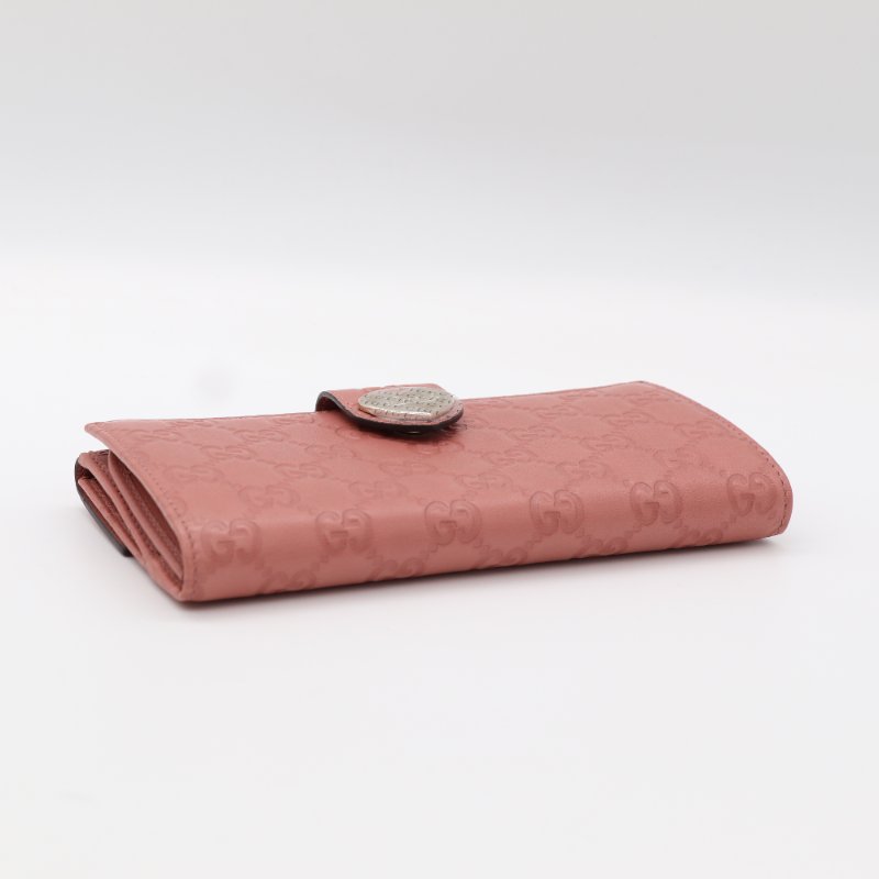 【聖誕好禮🌟小編推薦】Gucci 古馳 Guccissima Continental GG 霧面粉 壓紋皮革 長夾-2