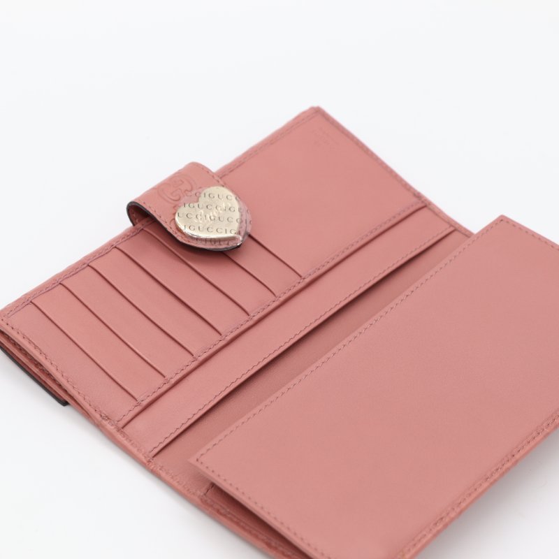 【聖誕好禮🌟小編推薦】Gucci 古馳 Guccissima Continental GG 霧面粉 壓紋皮革 長夾-3