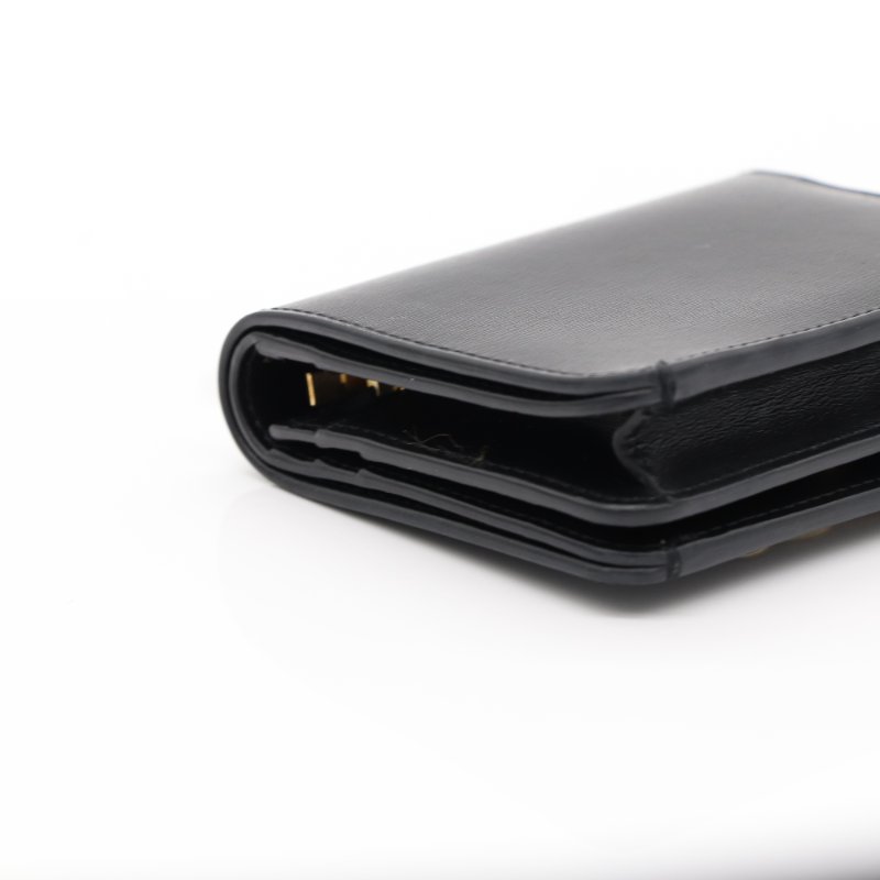 Celine 思琳 凱旋門對折短夾 黑色 小牛皮 短夾-10