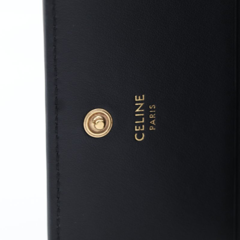 Celine 思琳 凱旋門對折短夾 黑色 小牛皮 短夾-9
