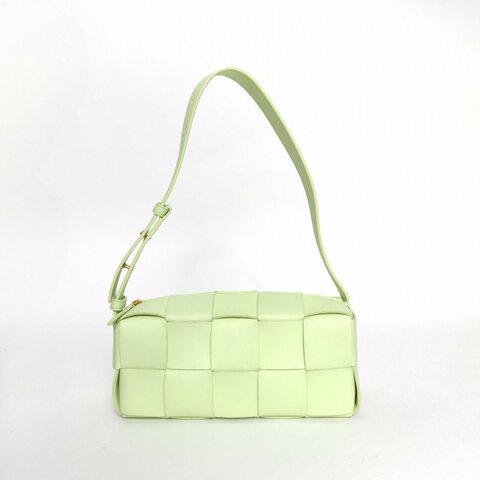 BOTTEGA VENETA CassetteBrick腋下包小號23.5綠色羊皮金扣肩背包
