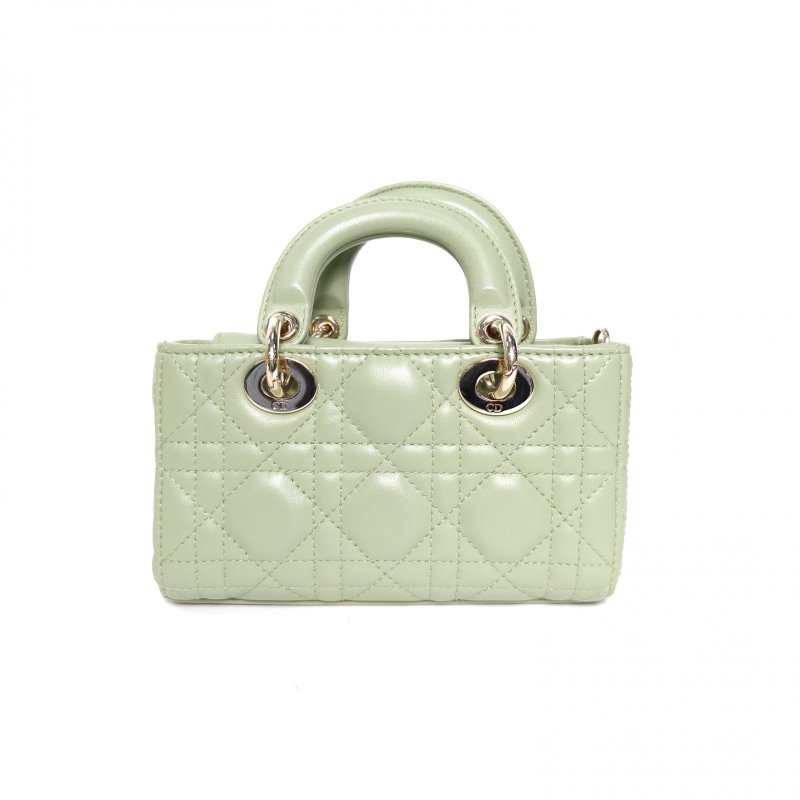 DIOR LadyD-Joy橫版戴妃包超迷你16綠色羊皮淺金扣2022肩背包-2