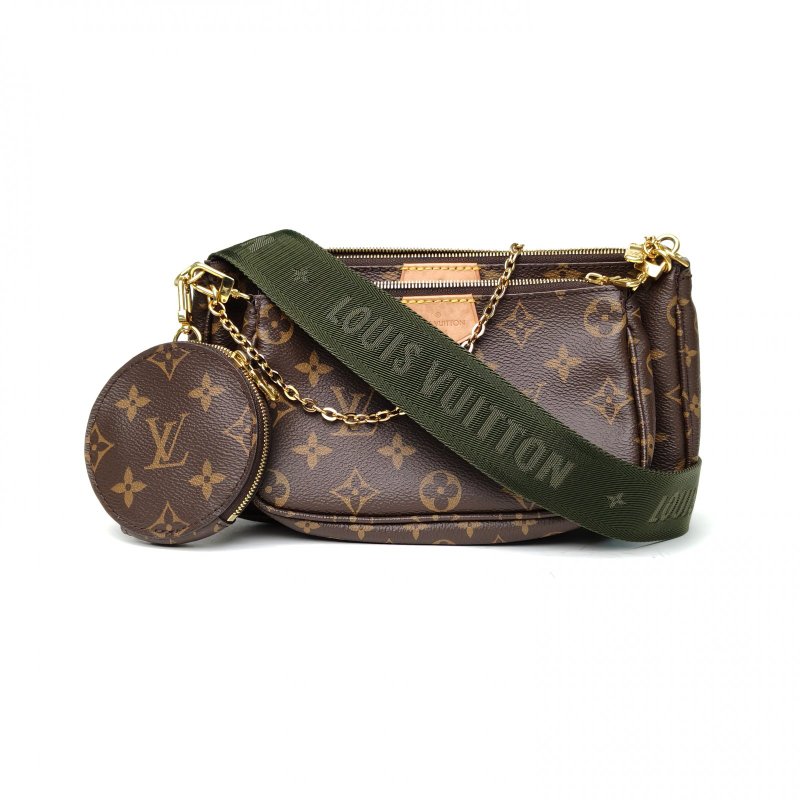 LOUIS VUITTON MultiPochetteAccessoires五合一綠肩帶老花PVC2020肩背包-0