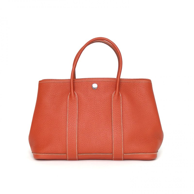 HERMES GardenParty花園包3036磚紅色NEGONA皮框P銀扣肩背包-0