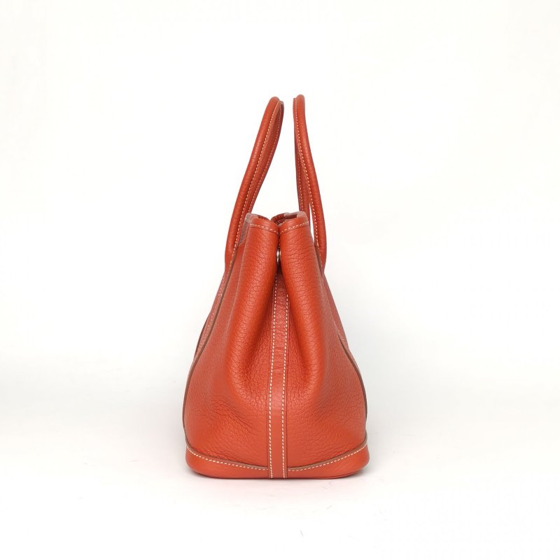 HERMES GardenParty花園包3036磚紅色NEGONA皮框P銀扣肩背包-1