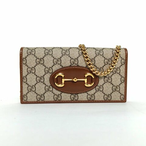 GUCCI Horsebit馬銜扣Woc19老花PVC金扣肩背包