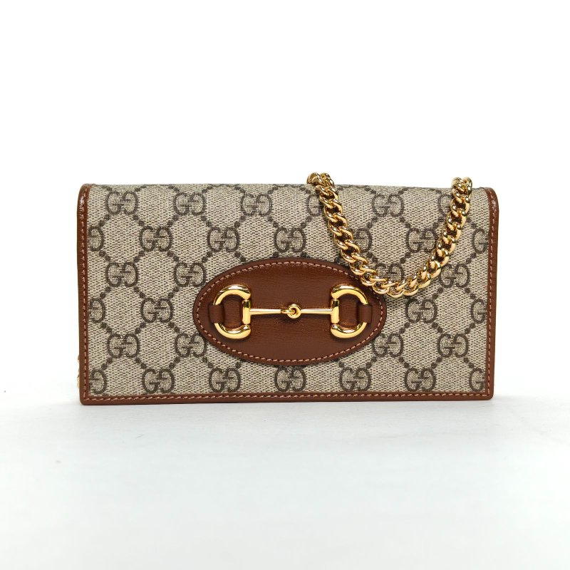 GUCCI Horsebit馬銜扣Woc19老花PVC金扣肩背包-0