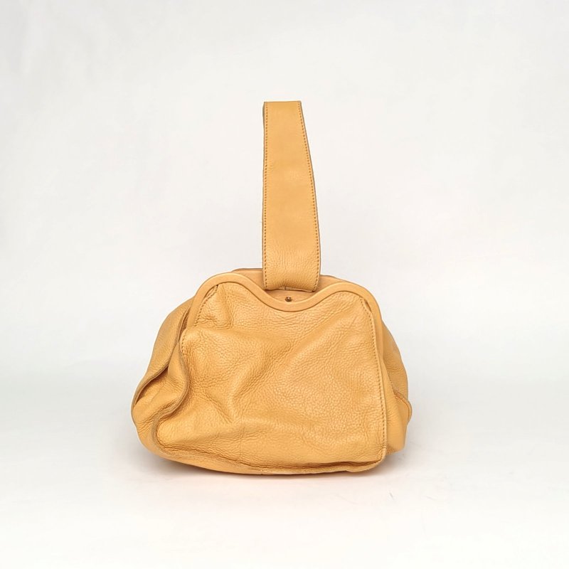 BOTTEGA VENETA 橘色牛皮金扣soft蛙口包斜挎包手提包肩背包-3